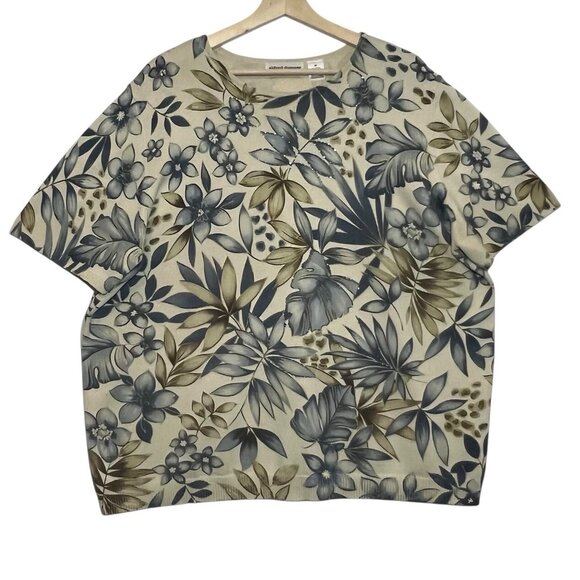 Alfred Dunner Sweaters - Alfred Dunner Women’s Vintage Knit Sweater Beaded Size 2X Floral Short Sleeves